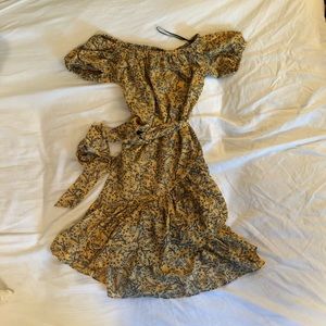 Yellow floral off the shoulder dress